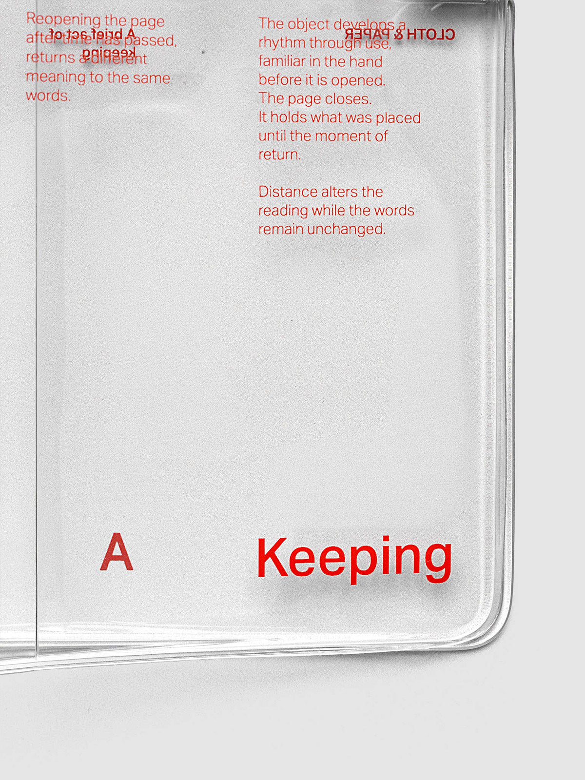 Cloth & Paper Act of Keeping A5 Slim Travel Notebook Cover Clear Vinyl